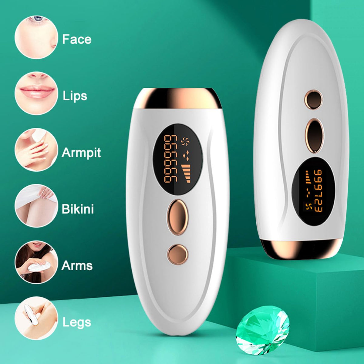At-Home IPL Laser Hair Removal Device for Women and Men Permanent Hair Removal 999,999 Flashes Painless Hair Remover on Armpits Back Legs Arms Face Bikini Line