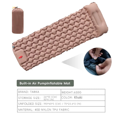 Inflatable Camping Mats Air Mattress with Pillow Outdoor Tourist Sleeping Pad Self-Inflating Mattress for Hiking Climbing